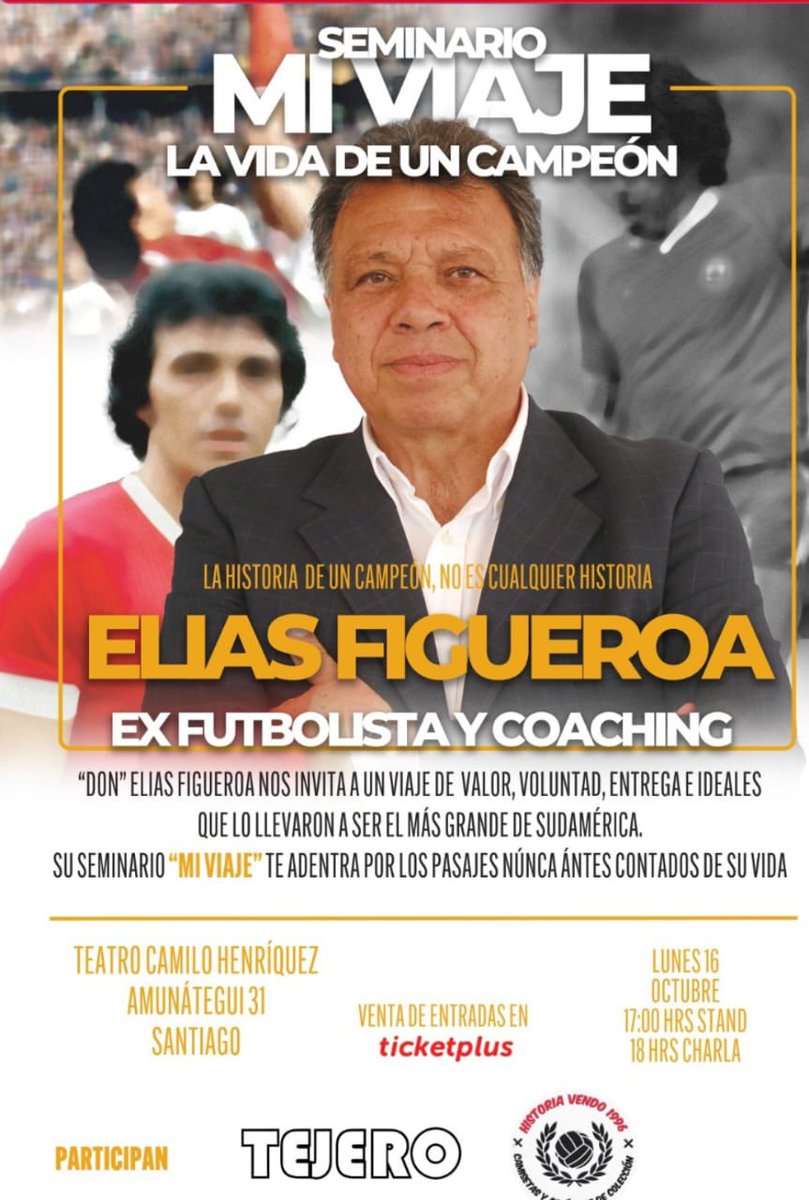 TejeroEdiciones's tweet photo. Imperdible seminario junto al gran @FigueroaChile !!! 
16 de octubre 
Entradas vía @ticketpluscl 

https://t.co/MlMoYt8bEX

#DonElias https://t.co/QuVGy0T1TR