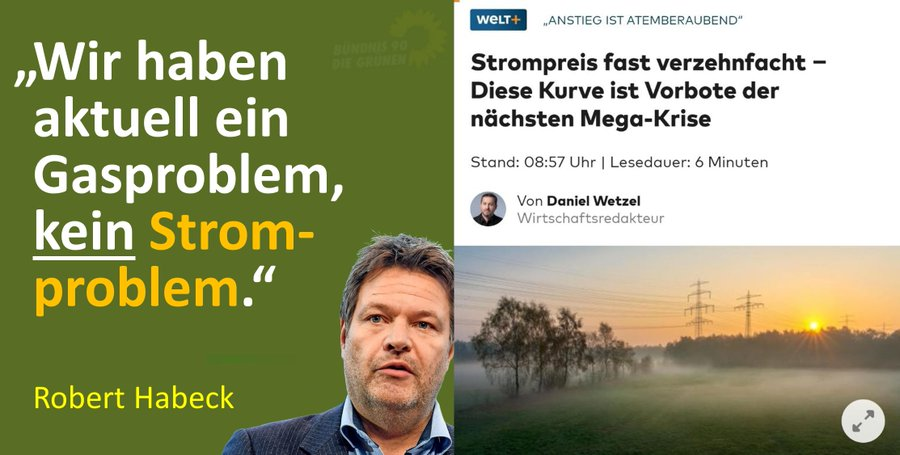 Euro_RePorter's tweet image. "Wir haben aktuell ein Gasproblem, kein #Stromproblem."  

Robert Habeck #Gruenen