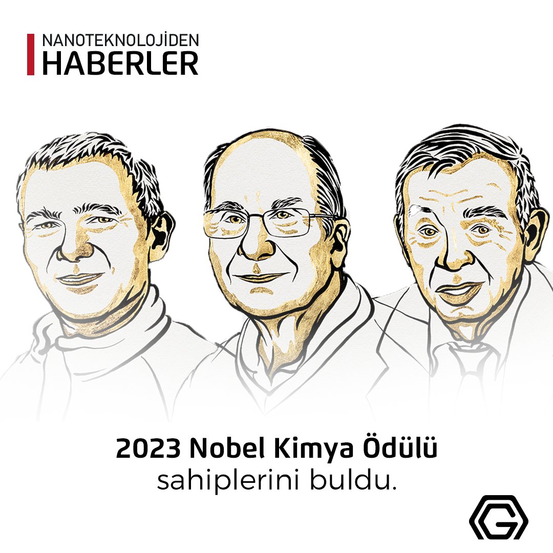 2023 Nobel Kimya Ödülü Sahiplerini Buldu.

2023 Nobel Kimya Ödülü, kuantum noktaların keşfi ve sentezi alanında yaptıkları devrim niteliğindeki çalışmalarıyla Moungi Bawendi, Louis Brus ve Alexei Ekimov'a verildi. 

#NobelPrize2023