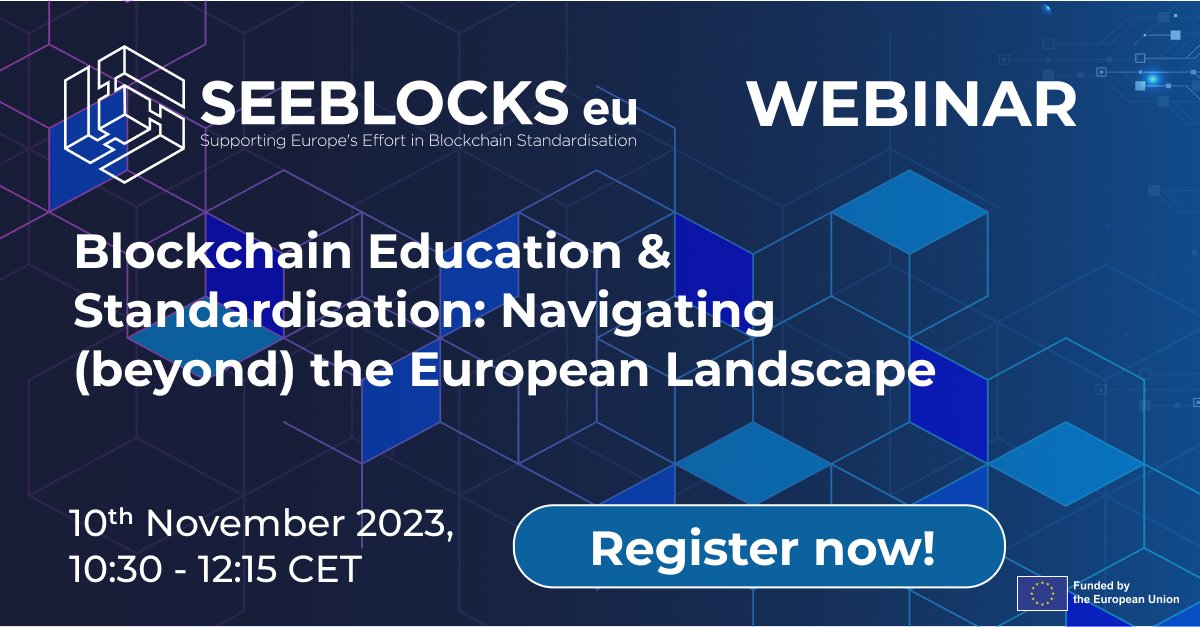 SEEBLOCKS_eu's tweet photo. 📢🗓️JOIN US🙌We are back with webinars, this time to show🫵how to support the 🇪🇺#BlockchainStrategy through #blockchaineducation new #skills in adopting #blockchainsystems. Join speakers from @FraunhoferISI @msg_group @Standards4EU @EUBlockchain & more! https://t.co/nRMLGvC0UL https://t.co/R5oahAlzee