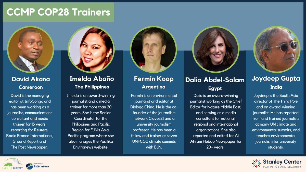 @StanleyConnect Fellows will have support from five award-winning media trainers who will serve as their mentors throughout the fellowship, and they are @iabano @joydeepgupta @Daliasallam @ferminkoop @akanadavid: