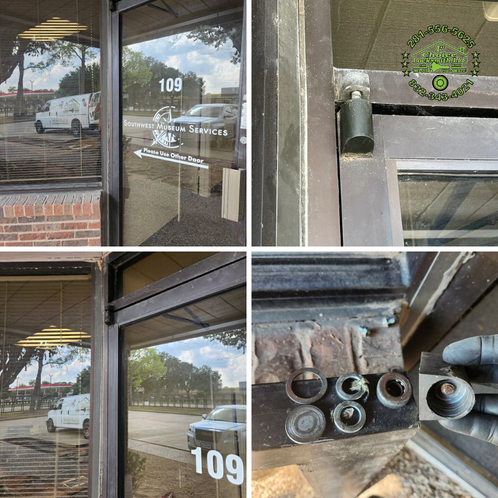 houstonlocksmit's tweet image. "🚪🔑 Ever experienced a problem with your commercial door pivots? Our experts at 1st Choice Locksmith are here to save the day! Check out our latest replacement job done seamlessly. Trust us for all your locksmith needs! 💯 #LocksmithExperts #CommercialDoor #PivotReplacement"