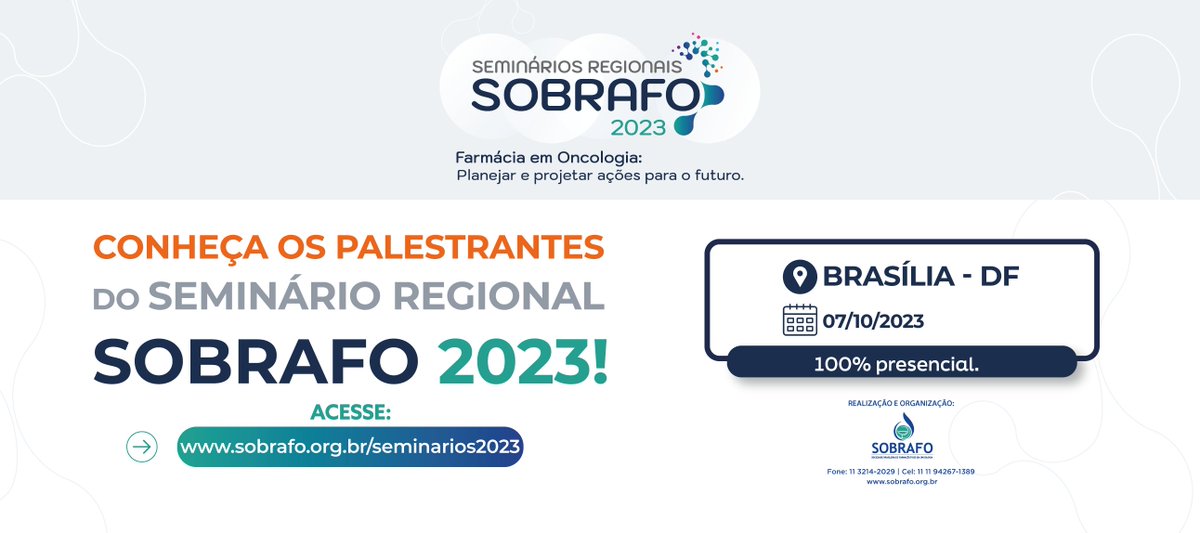 SOBRAFO's tweet photo. Conheça os Palestrantes do Seminário Regional SOBRAFO 2023 - Brasília - DF!
https://t.co/SVZGLF1luk
#sobrafo #seminariossobrafo2023 #oncologia #farmaciaemoncologia #farmaceuticos #profissionaisdaareadasaude https://t.co/fpy0oZP0fT