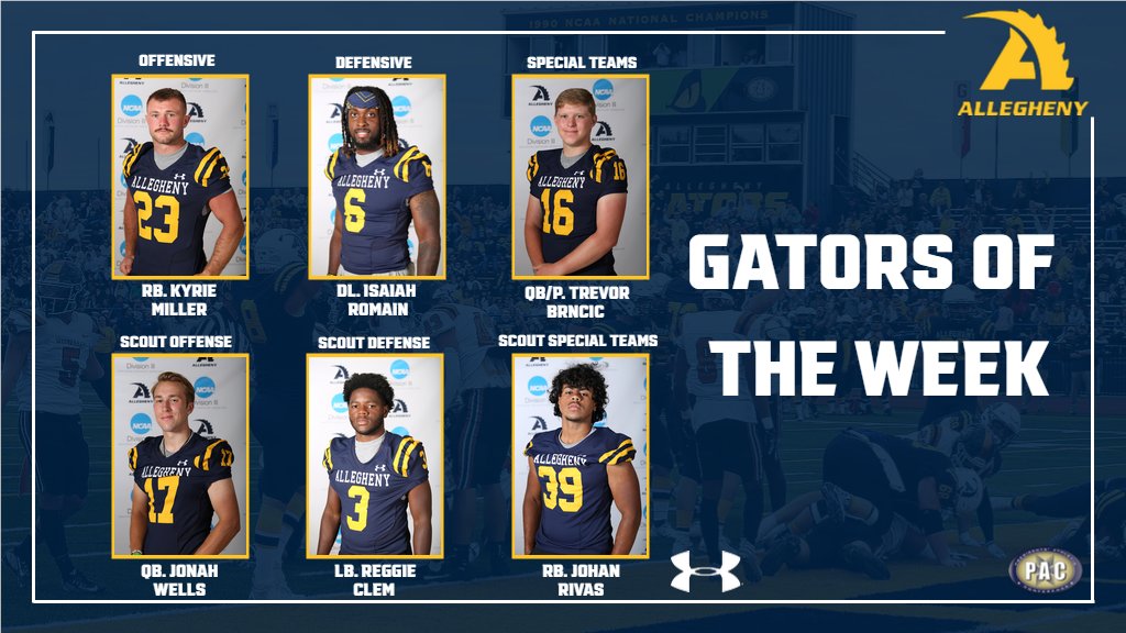 AlleghenyFB's tweet photo. Congratulations to our week 5 Gators of the Week!!

#DeepWater🐊
#DeepWater https://t.co/jrfB0yksr3