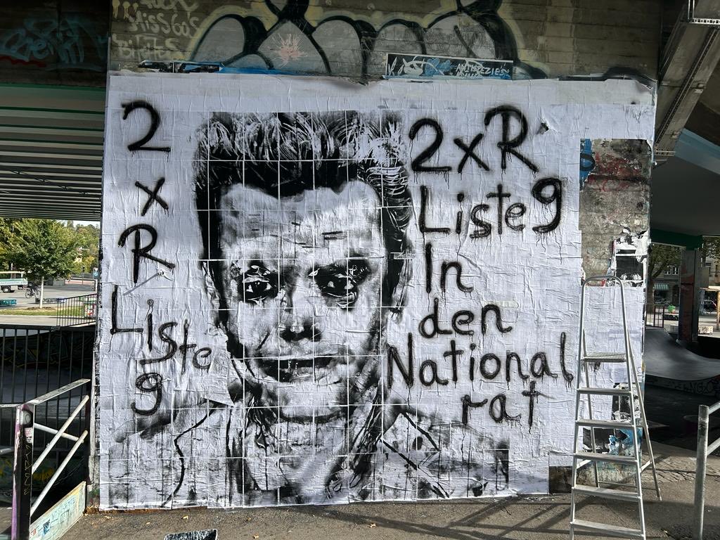 Auch Bern hat seinen Bansky! Legale Wahlwerbung mit Kultstatus am Brückenpfeiler bei der Reitschule! Street Art vom feinsten! Danke Johannes für die tolle Überraschung!
