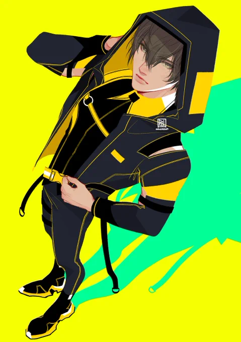 my neon style was MADE to draw techwear  finished this comm today!!! 
