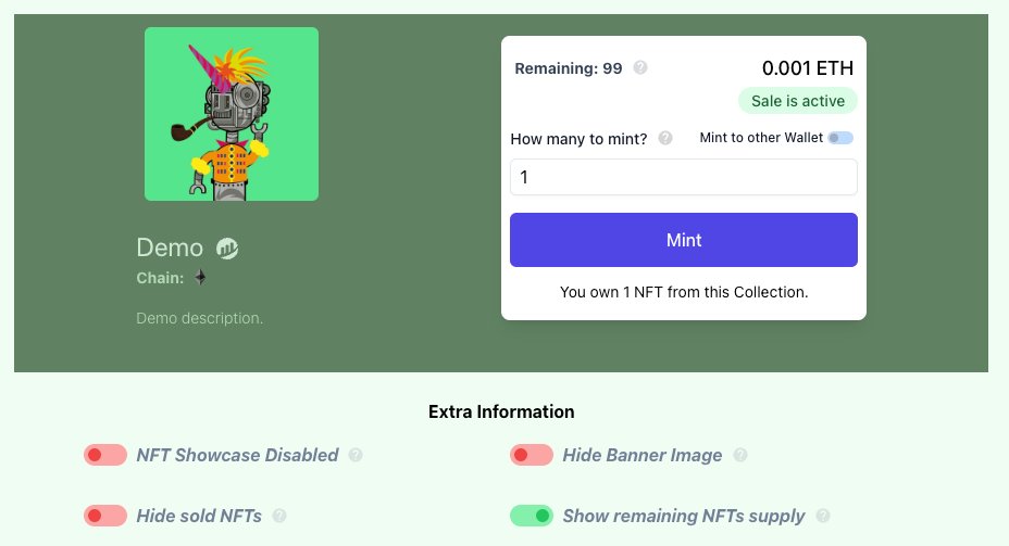 NFTs2Me's tweet photo. Great news for creators! Today it's all about 🧑‍🎨 customization.

🎨 You can now customize your minting page colors to match your NFT collection!

⚙️ You can also customize to showcase your minting page in different ways!

🛠️ That's not all! We are working to provide further customization and new designs for your minting page!

If you have any suggestions for these templates, we would love to hear them! 👇

More info at: https://t.co/ehrukk4A5v