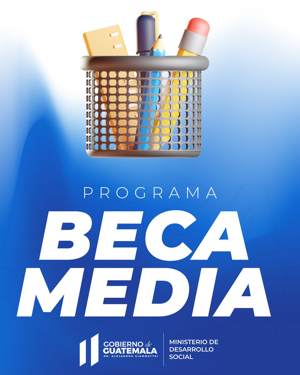 Midesgt's tweet photo. #BecaSocial EDUCACIÓN MEDIA, dirigida a adolescentes y jóvenes de 11 a 24 años, que por su situación de pobreza o pobreza extrema del área urbana y rural, tienen limitaciones para la permanencia y continuidad de estudios en el nivel de educación media. 📚📚📚 https://t.co/mVopY0Nvqc