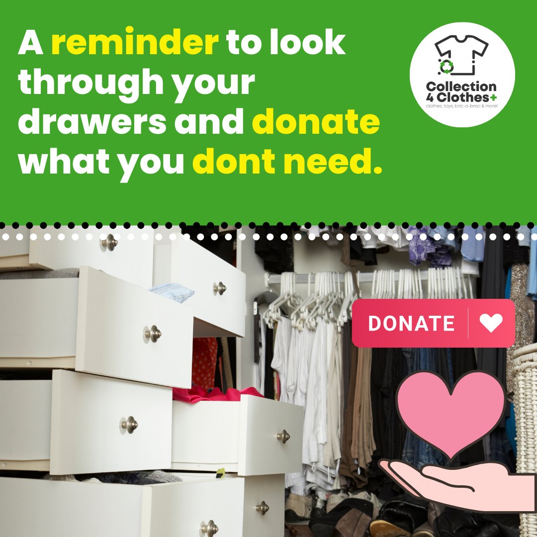 Sometimes we need to take time out to re-organise and declutter!💚
🌐collection4clothes.co.uk
.
.
💌info@collection4clothes.co.uk
📞0330 165 5197
.
.
#supportcharity #donatenow #support #donatetoday #fundraisingideas #donations