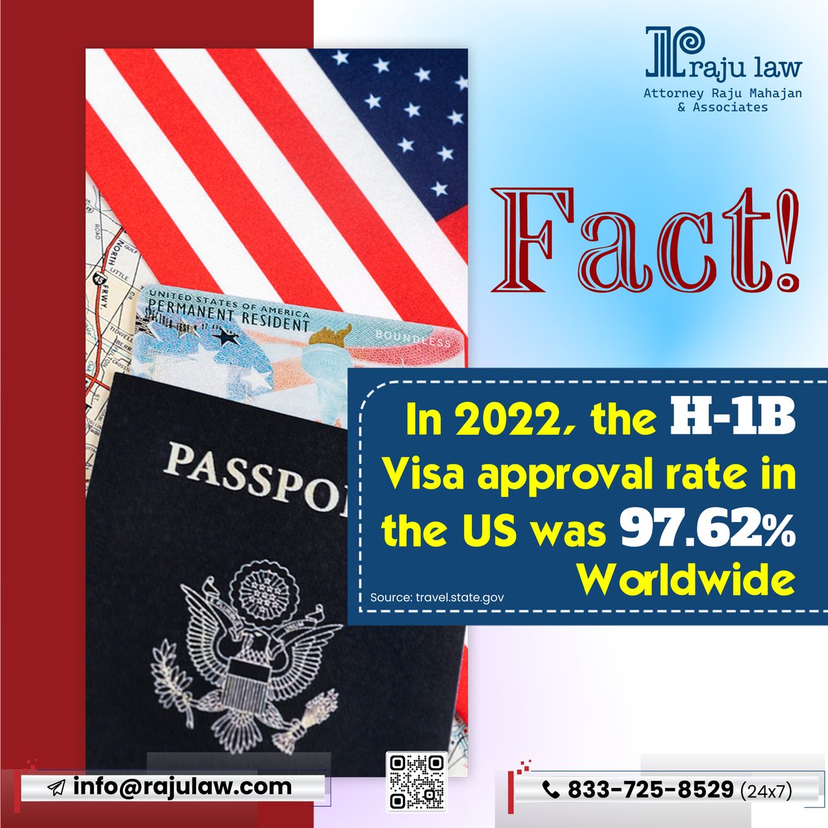 Visit rajulaw.com for more details.
Email: info@rajulaw.com
For call +1 833-725-8529

#rajulaw #immigration #immigrationlawyer #immigrationservices #USATouristVisa #immigrationattorney #facts #uscis #H1B #H1BVisa #SkilledJobs #ApprovedVisa #usapprovedvisa