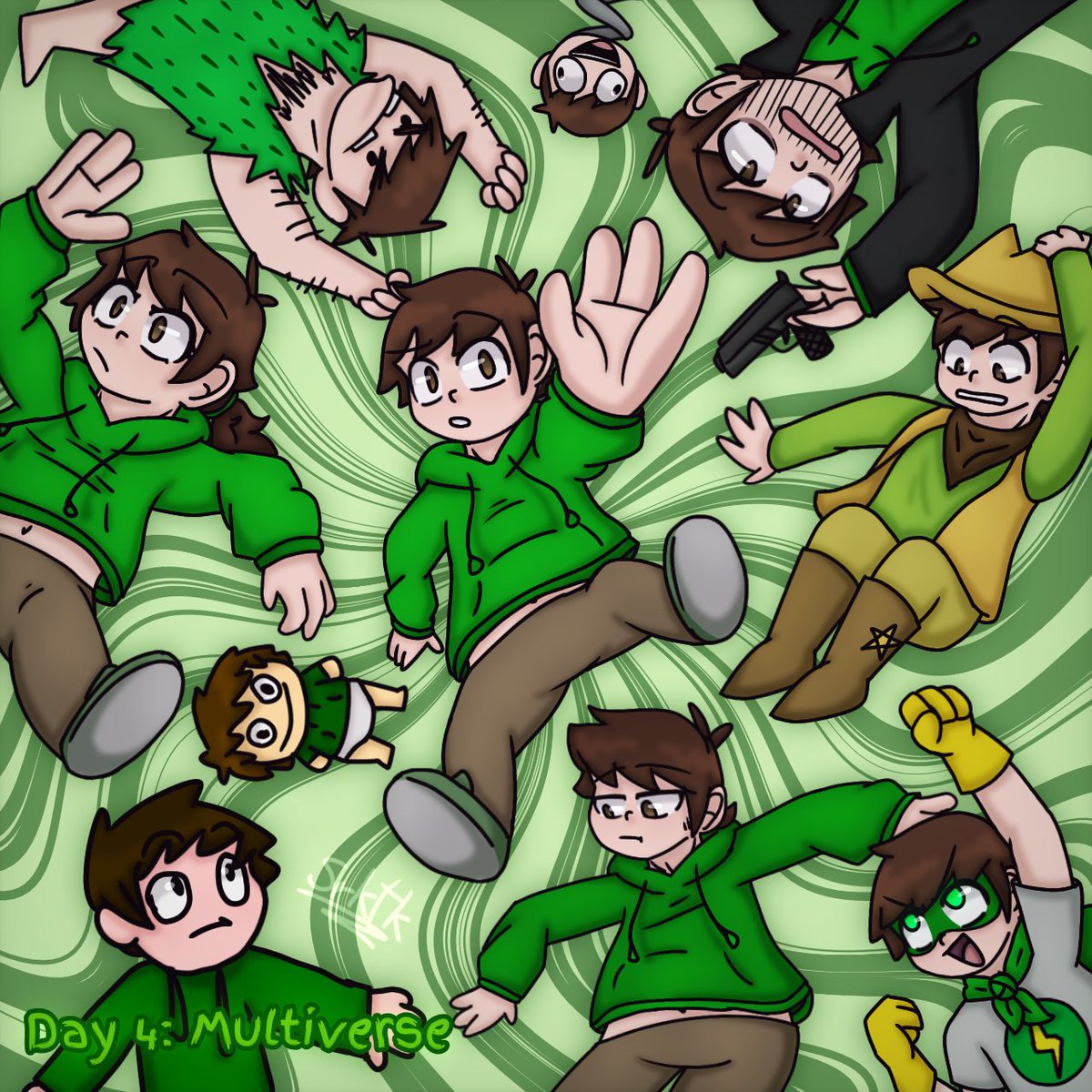 SaraGachaGamer1's tweet photo. Día tres: Multiverso 
Edd into the Eddverse XD 

#eddtober2023 #eddeddsworld #eddsworldedd #eddsworld  #edd #poweredd #futureedd #saloonaticsedd #ell #ellsworld #eddverse #october #inktober #viraldrawing #drawing #digitaldrawing https://t.co/rde7ecqXz1