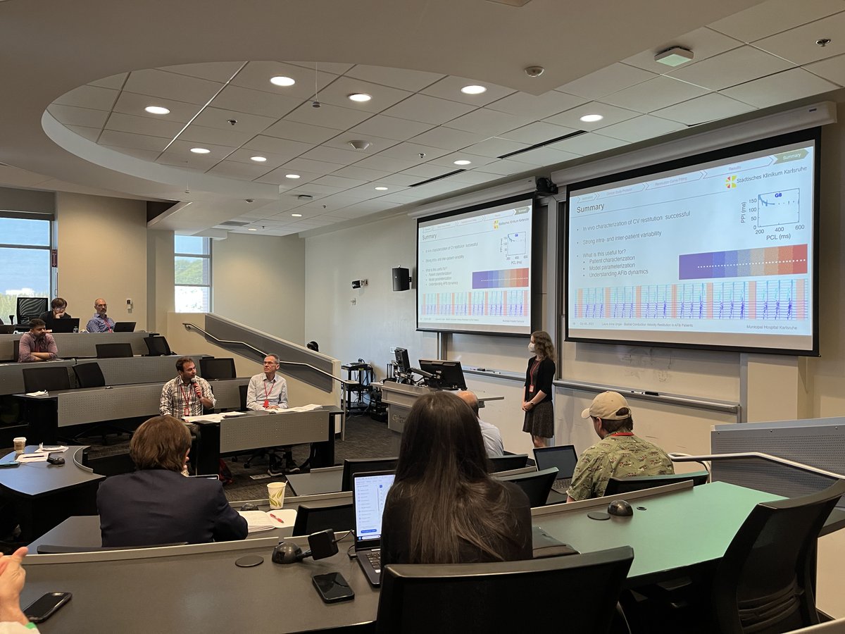 How does conduction velocity in the human atria restitute?
Laura Unger presenting analysis of clinical data with <a href="/ArminLuik/">Armin Luik</a> &amp; <a href="/WakiliReza/">Reza Wakili</a> underpinned by simulations from <a href="/CristianB1692/">Cristian Barrios Espinosa</a> <a href="/CaMo_KIT/">CaMo KIT</a> at #CinC2023. Way to go!
