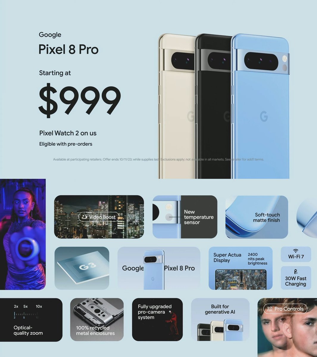 TechlAman's tweet image. Google Pixel 8 series is launched.
#Pixel8 #GooglePixel #tech