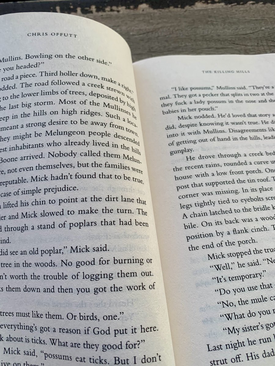 beneaththeneon's tweet photo. I’ve reached the age where I decide what book I’m going to read next by the size of its font. And the winner is … The Killing Hills by @chris_offutt. Judging by what I know of his work (e.g., Kentucky Straight), he’s a criminally underrated American writer. https://t.co/j4Ijzy4jqx