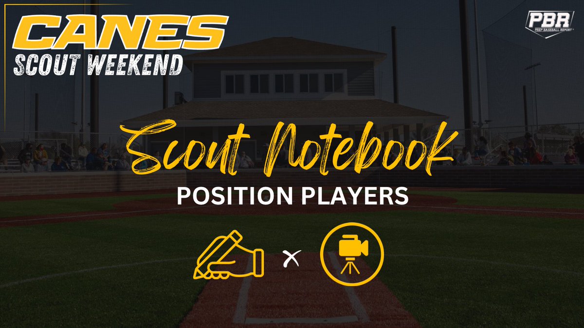 PrepBaseballIN's tweet photo. 𝗖𝗮𝗻𝗲𝘀 𝗦𝗰𝗼𝘂𝘁 𝗪𝗲𝗲���𝗲𝗻𝗱
𝒮𝒸𝑜𝓊𝓉 𝒩𝑜𝓉𝑒𝒷𝑜𝑜𝓀

Scout notes on position players that stood out throughout a talent-filled #CanesScout23❗️
 
🎥&amp;✍️ 👇

🖇️ https://t.co/PEq3V2OAcq https://t.co/8IiJyq4CMu