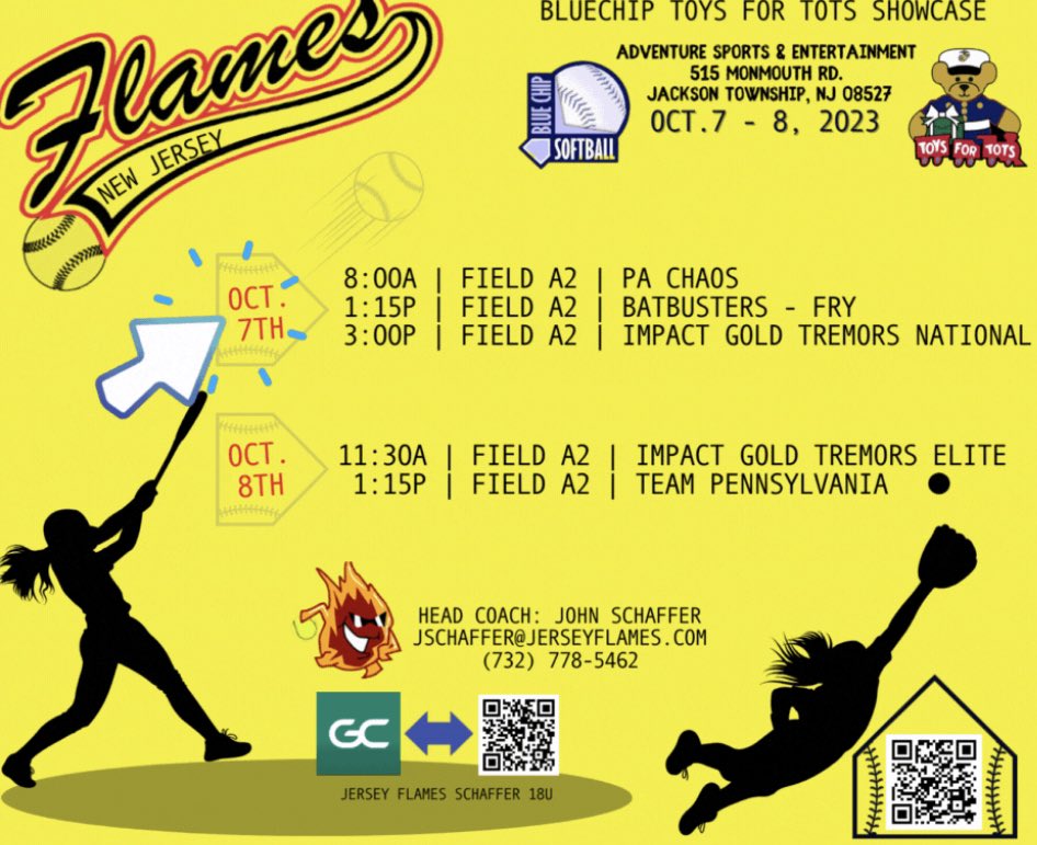 Abigail Zebick (@abigailzebick) on Twitter photo This weekend we will be attending the Toys For Tots Showcase in Jackson at the adventure sports and entertainment fields!! Check us out🔥❤️🔥 <a href="/jerseyflames/">Jersey Flames</a> <a href="/FlaglerSoftball/">Flagler Softball</a> <a href="/RUSoftball/">Rutgers Softball</a> <a href="/RutgersNewarkSB/">Rutgers Newark Softball</a> <a href="/FDUKnightsSB/">FDU Softball</a> <a href="/monmouthSB/">Monmouth Softball</a> <a href="/RRiderSoftball/">RiderSoftball</a> <a href="/PeacockSoftball/">Saint Peter's Softball</a> <a href="/SHUSoftball/">Seton Hall Softball</a> This weekend we will be attending the Toys For Tots Showcase in Jackson at the adventure sports and entertainment fields!! Check us out🔥❤️🔥 <a href="/jerseyflames/">Jersey Flames</a> <a href="/FlaglerSoftball/">Flagler Softball</a> <a href="/RUSoftball/">Rutgers Softball</a> <a href="/RutgersNewarkSB/">Rutgers Newark Softball</a> <a href="/FDUKnightsSB/">FDU Softball</a> <a href="/monmouthSB/">Monmouth Softball</a> <a href="/RRiderSoftball/">RiderSoftball</a> <a href="/PeacockSoftball/">Saint Peter's Softball</a> <a href="/SHUSoftball/">Seton Hall Softball</a>