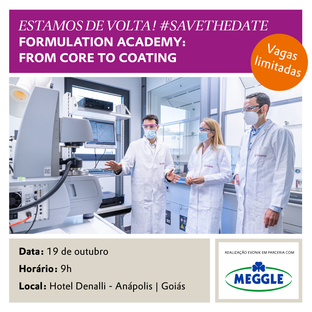 Save the Date! 📢​

No dia 19 de outubro, a partir das 9h, no Hotel Denalli em Anápolis (GO) teremos mais uma edição do "Formulation Academy: from core to coating". ⏰ Vagas limitadas, Inscreva-se agora! oncare.evonik.com/en/workshop-pr…​

#Evonik #HealthCare #FormulationAcademy