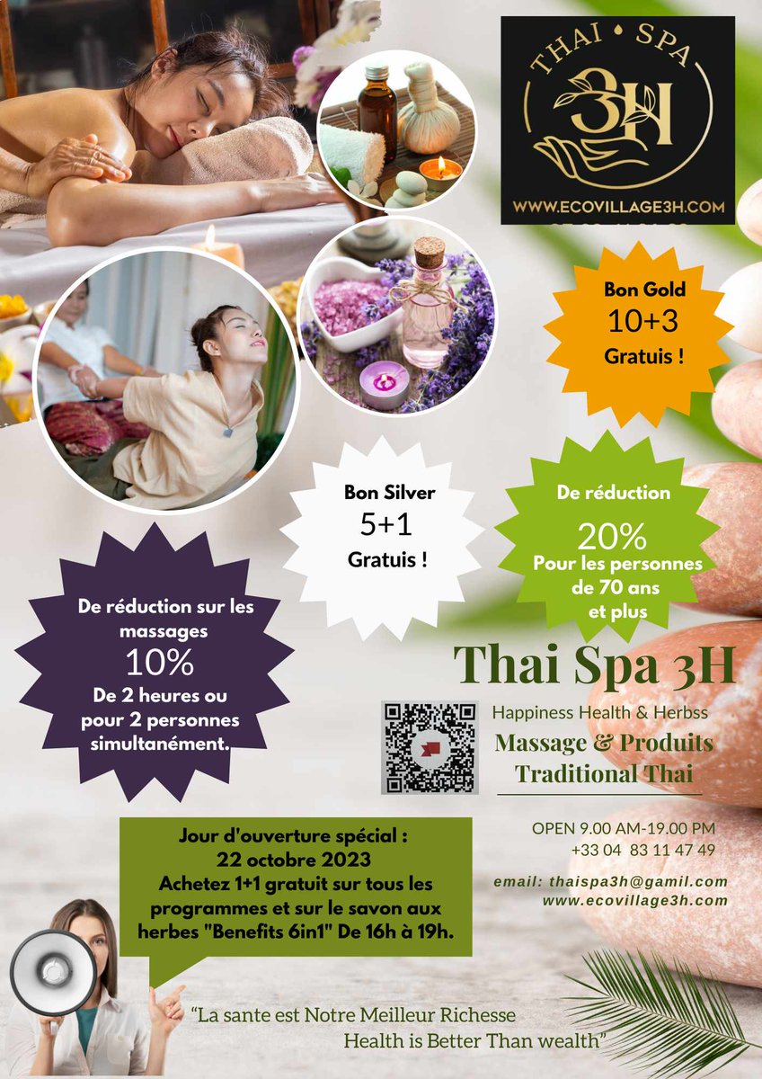 ThaiSpa3H's tweet photo. For ThaiSpa3H (Happiness Health &amp;Herb), health is the most important thing. Here we have selected the best products and service providers to make you experience a feeling of lightness and comfort, in a harmony of service and knowledge sharing according to Thai Spa3H Ecolifestlye https://t.co/lAuL577jDB