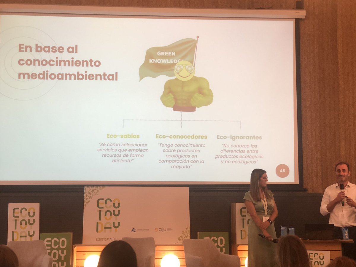 Pablo Buso y Clara Blasco de <a href="/AIJU_Tecnologi/">@AIJU_Tecnología</a> dan voz a los consumidores de juguetes sostenibles dividiéndolos en 2 grupos, los que saben de sostenibilidad y los que actúan de forma sostenible. Además analizan las motivaciones de compra y el comportamiento de unos y otros #EcoToyD