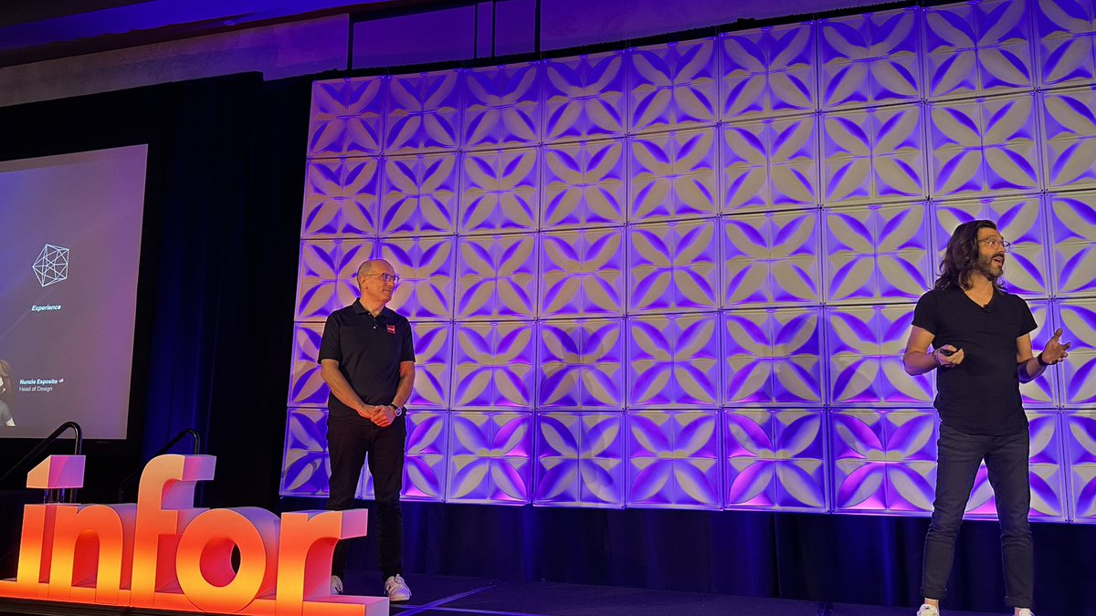 rwang0's tweet image. MyPOV: our two favorite Italians @massimocapoccia @nownunz  talking about the key components of the InforOS platform. 

#InforNow