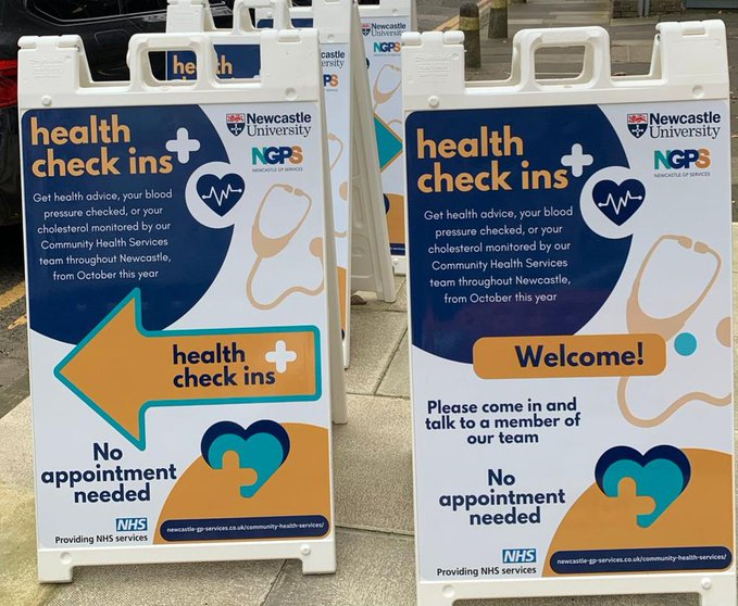NewcastleGPs's tweet photo. Get a health check now - no appointment needed! 

New service launched across #Newcastle this week including blood pressure checks and cholesterol monitoring.

Find out where at https://t.co/V2YHof2JYK https://t.co/DoN2wStMEN