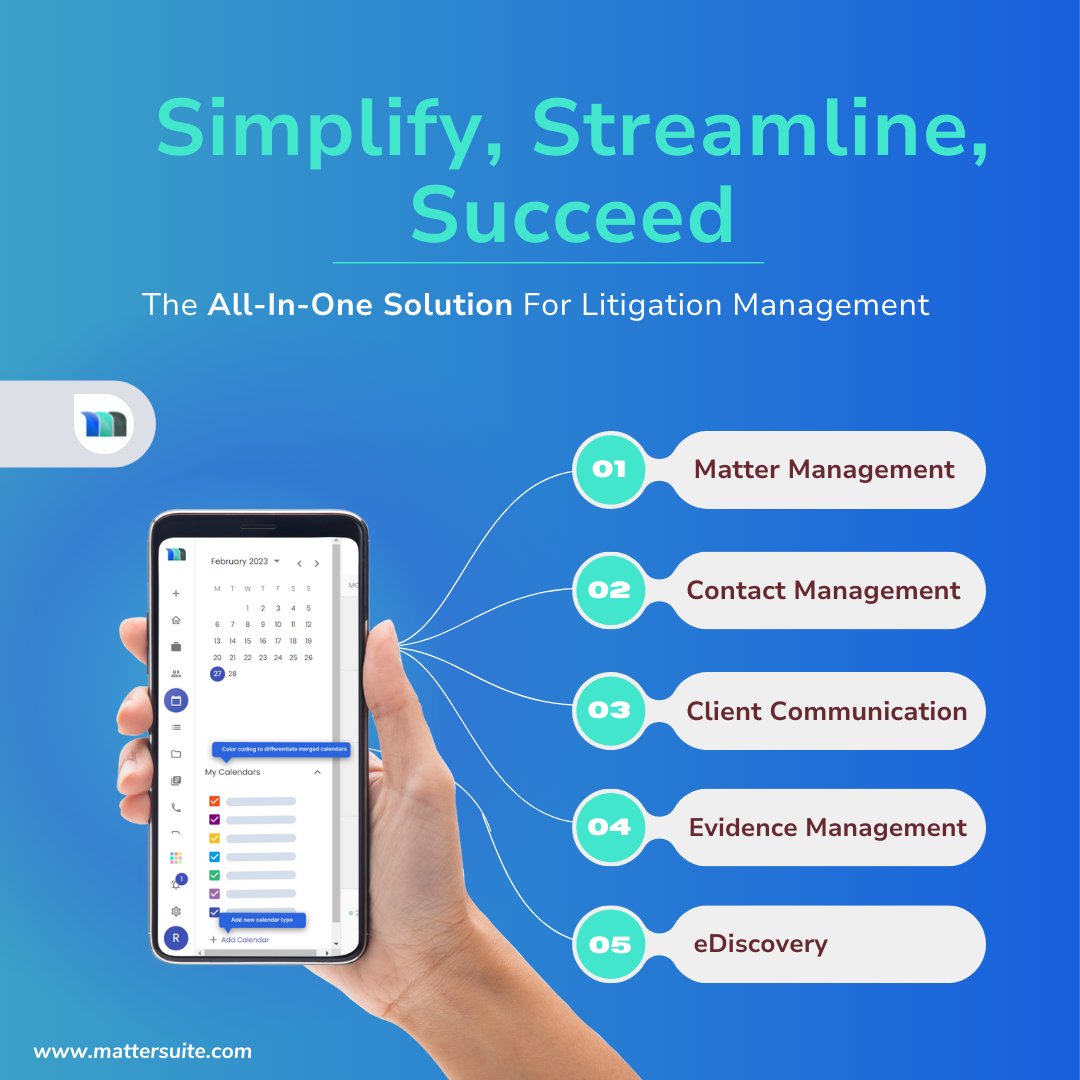 MatterSuite's tweet image. Mastering Litigation Management: MatterSuite - Your All-In-One Solution 💼📄

Visit: mattersuite.com/features/

#MatterSuite #LegalWorkflow #Litigationmanagement #mattermanagement #casemanagement #legalmattermanagement #legalpracticemanagement #practicemanagement