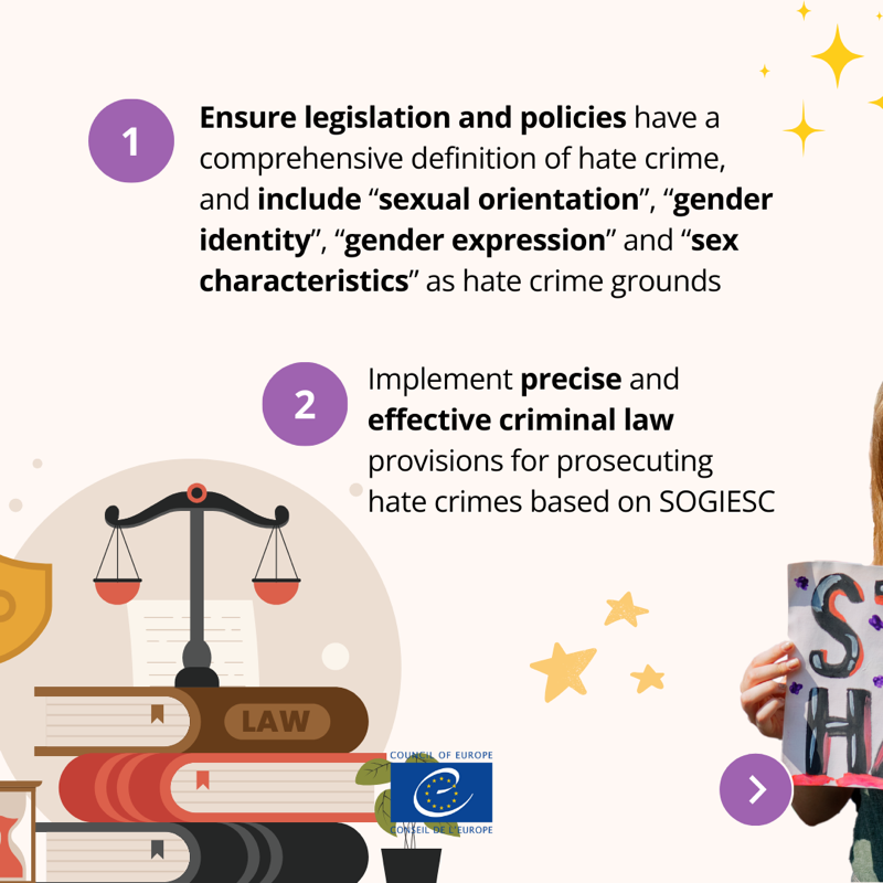 coe's tweet photo. 1️⃣2️⃣ recommendations to counter hate crimes based on sexual orientation, gender identity, gender expression, and sex characteristics (#SOGIESC)
 
Learn more about the challenges and solutions recommended in the 🆕 report.

#LGBTI #NoHate

⬇️