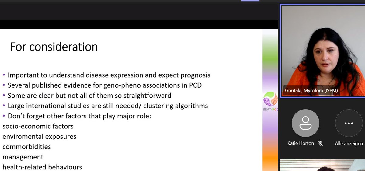 Great summary of phenotype-genotype studies in #PCD by @mgoutaki during this expert talk @BiofilmHorton @beatpcd @EarlyCareerERS What's to consider: