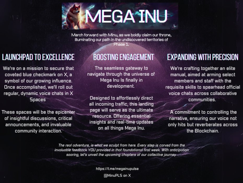 MinuPLS's tweet photo. Meet Phase 1 of the Mega Inu roadmap.
Not just a token, it’s a movement.
#Minu #MegaInu #Pulsechain https://t.co/FLjimXo7Xh