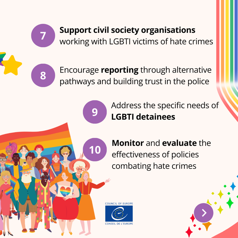 coe's tweet photo. 1️⃣2️⃣ recommendations to counter hate crimes based on sexual orientation, gender identity, gender expression, and sex characteristics (#SOGIESC)
 
Learn more about the challenges and solutions recommended in the 🆕 report.

#LGBTI #NoHate

⬇️