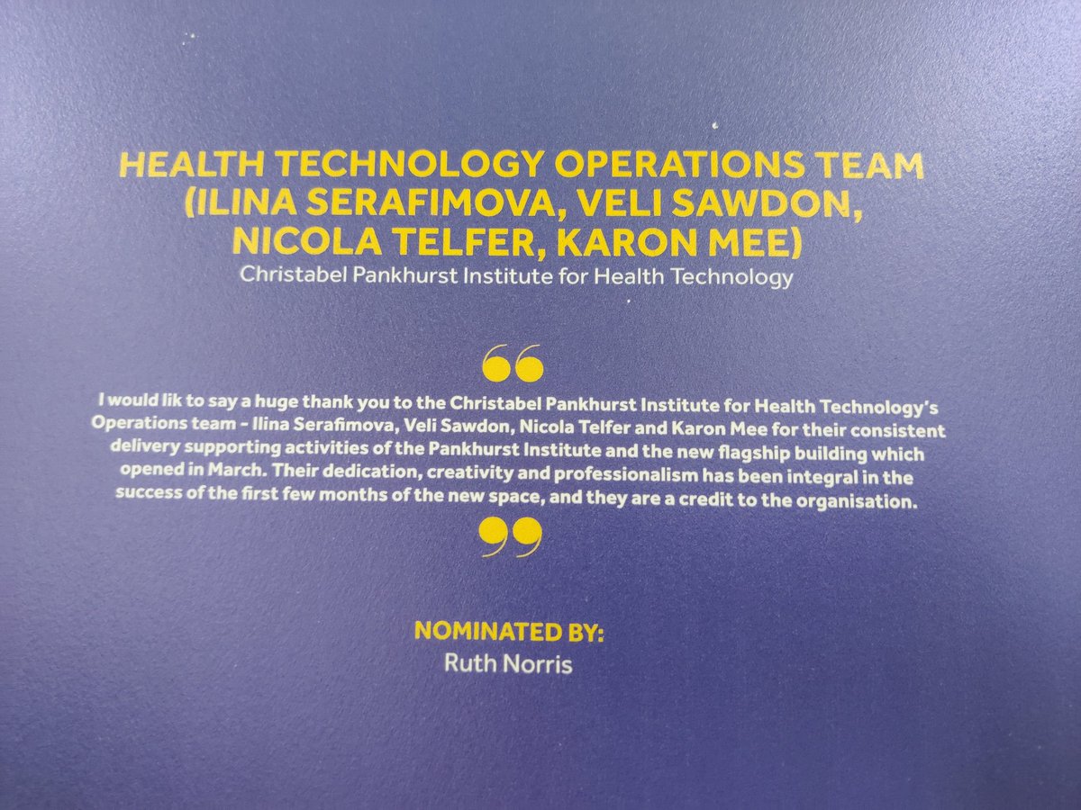 Grateful to be recognized by my two teams @UoMPankhurst and @CfE_UoM this year for the UoM's Brilliant Colleague awards! Thank you @claire_little1 and @ruthlady for the nominations!!!