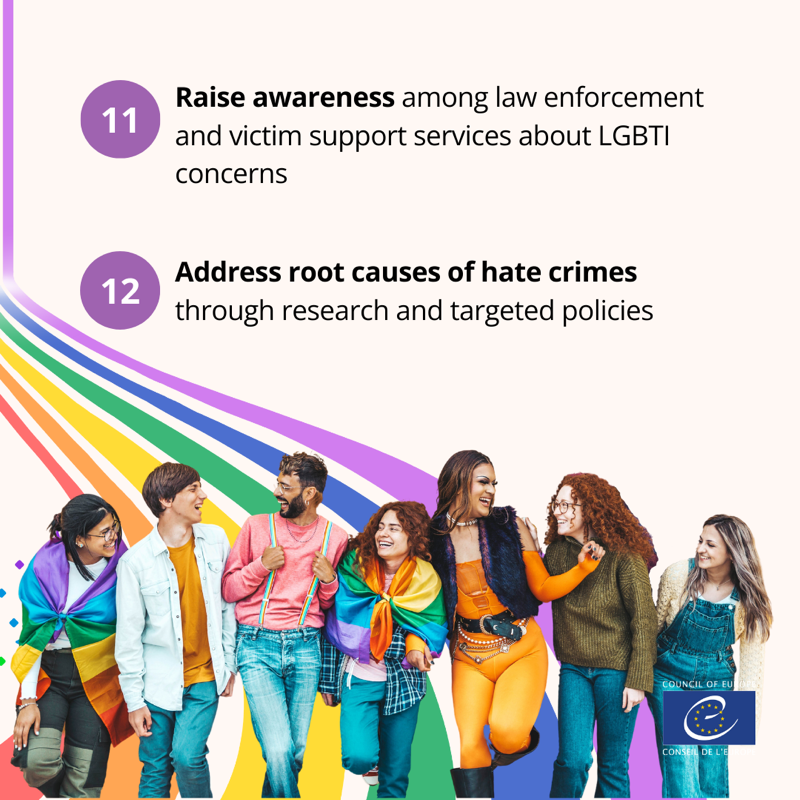 coe's tweet photo. 1️⃣2️⃣ recommendations to counter hate crimes based on sexual orientation, gender identity, gender expression, and sex characteristics (#SOGIESC)
 
Learn more about the challenges and solutions recommended in the 🆕 report.

#LGBTI #NoHate

⬇️