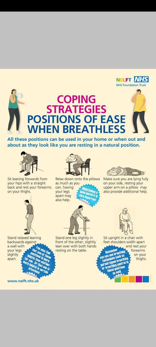 Have you heard of positions of ease for when you are breathless?
#Breathlessness #COPD #Pulmonaryrehab #Respiratory