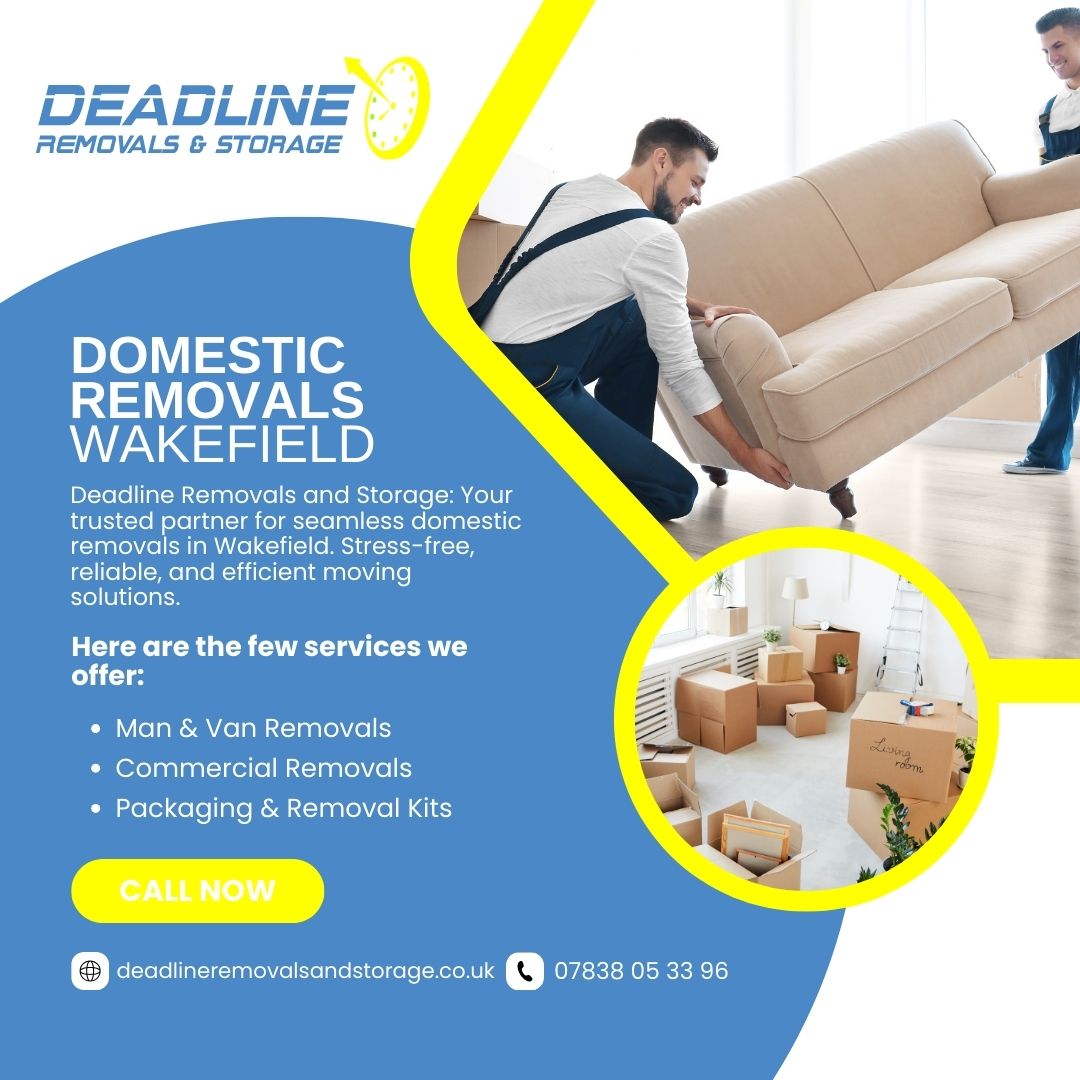 Deadline Removals and Storage in Wakefield offers top-notch Domestic Removals services. Our skilled team ensures a smooth, stress-free move, making your transition a breeze. Call us now for a seamless experience.
#domesticremovalswakefield
#domesticremovals
#movingervices