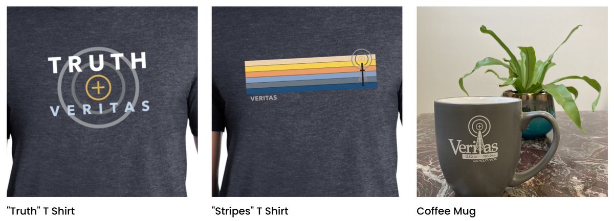 veritascathnet's tweet photo. Show your love for local Catholic radio by sporting a Veritas Catholic Network T-shirt or starting your morning with your favorite drink in our mug! Check out our online store here: https://t.co/A0hn2KXnN9 https://t.co/2YZEv6lw9L