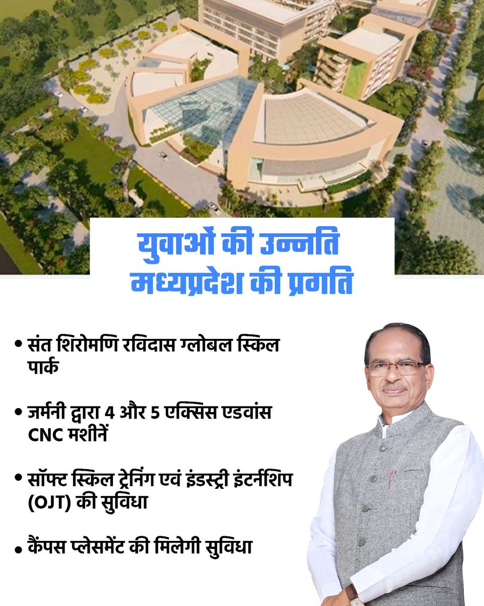 ग्लोबल स्किल पार्क संवारेगा युवाओं का भविष्य..
इसमें अंतर्राष्ट्रीय स्तर पर 10 हजार बच्चों को ट्रेनिंग मिलेगी। <a href="/ChouhanShivraj/">Shivraj Singh Chouhan</a>  #मामा_का_ग्लोबल_स्किल्स_पार्क