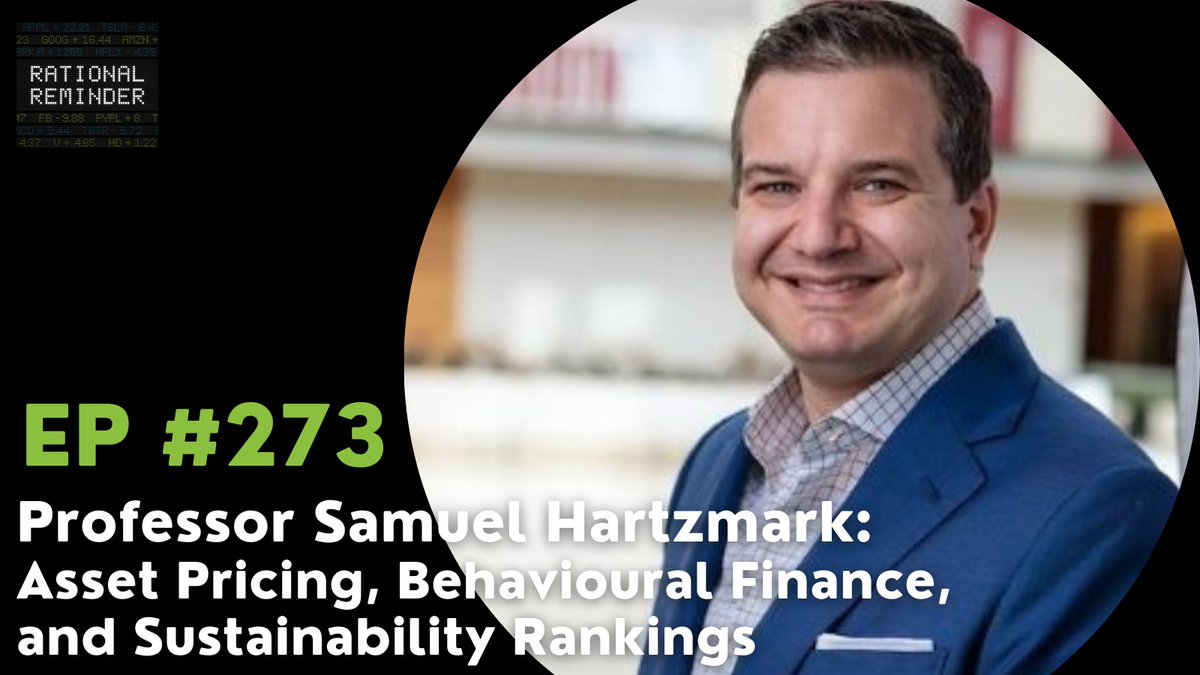 Rational Reminder Podcast (@rationalremind) on Twitter photo Episode 273: Professor <a href="/SamHartzmark/">Samuel Hartzmark</a>: Asset Pricing, Behavioural Finance, and Sustainability Ranking
rationalreminder.ca/podcast/273 Episode 273: Professor <a href="/SamHartzmark/">Samuel Hartzmark</a>: Asset Pricing, Behavioural Finance, and Sustainability Ranking
rationalreminder.ca/podcast/273