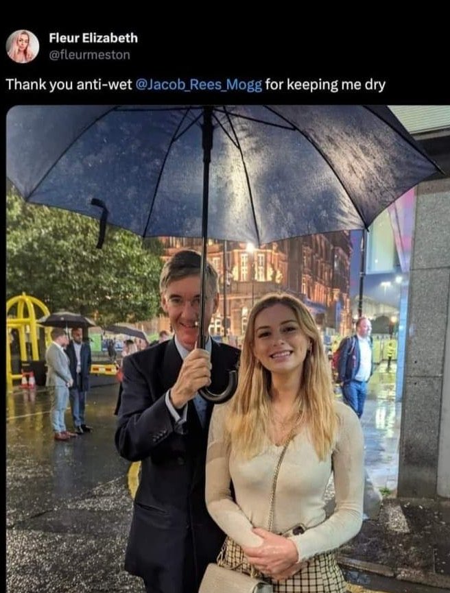 Anniesomeone1's tweet image. Jacob Rees Mogg. 

Keeping woman across the country dry.