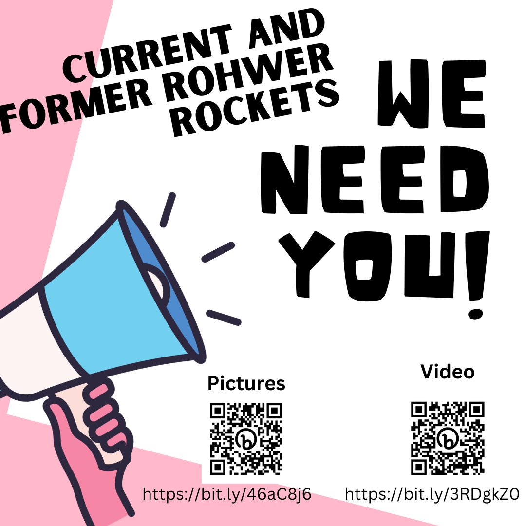 Former and current students and staff we need you. Since Rohwer is turning 25, we want pictures and videos of your time at Rohwer. One for pictures. One for a short video of what you liked about Rohwer, or a fun memory of Rohwer.