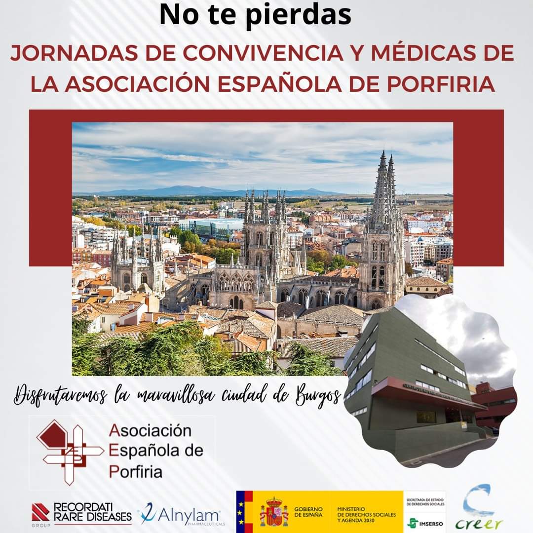 Asociación Porfiria (@porfiria_org) on Twitter photo Jornadas de Convivencia y Médicas de Porfiria en Burgos del 6 al 8 de octubre.
¡La ubicación no podría ser mejor! Nuestras Jornadas se llevarán a cabo en el <a href="/CentroCREER/">Creer Imserso</a>, en Burgos.
¿aún no te has inscripto? ¡¡Infórmate y nos vemos en Burgos!!
//
#CREER #Porfiria #porphyria Jornadas de Convivencia y Médicas de Porfiria en Burgos del 6 al 8 de octubre.
¡La ubicación no podría ser mejor! Nuestras Jornadas se llevarán a cabo en el <a href="/CentroCREER/">Creer Imserso</a>, en Burgos.
¿aún no te has inscripto? ¡¡Infórmate y nos vemos en Burgos!!
//
#CREER #Porfiria #porphyria
