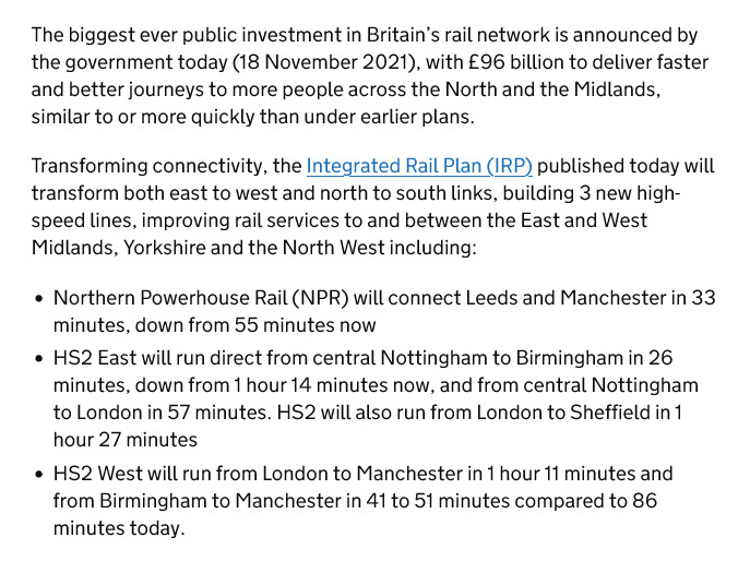 edwinhayward's tweet photo. Remember when Rishi Sunak publicised a huge package of rail projects to help the North of England?

Was that today? No, it was November 2021.

Of course none of it actually materialised.

It's worth reading the whole thing to see what a let down it's been.
https://t.co/FyW5Nugw8f https://t.co/TgdZnuuosX