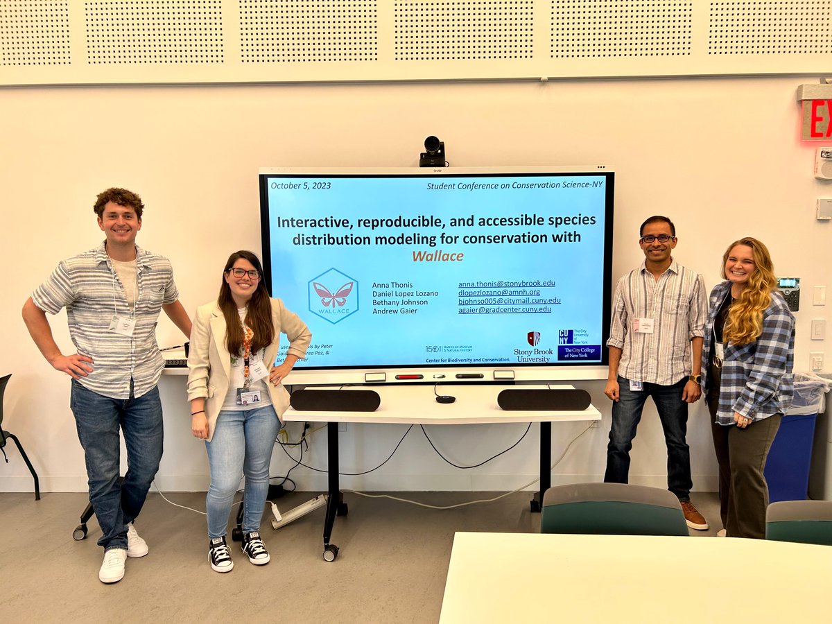 Bethany Johnson (@bethanyecology) on Twitter photo #WallaceEcoMod workshop this afternoon at the Student Conference for Conservation Science was a success!
Hosted by <a href="/AGGaierEcology/">Andrew Gaier</a> (<a href="/GC_CUNY/">The Graduate Center</a>), myself (@CCNY_Science), Daniel Lopez (<a href="/CBC_AMNH/">CBC at AMNH</a>) & <a href="/annainthefield/">Anna Thonis, Ph.D.🦎</a> (<a href="/stonybrooku/">Stony Brook University</a>)
#SCCSNY2023 #WallaceEcoMod workshop this afternoon at the Student Conference for Conservation Science was a success!
Hosted by <a href="/AGGaierEcology/">Andrew Gaier</a> (<a href="/GC_CUNY/">The Graduate Center</a>), myself (@CCNY_Science), Daniel Lopez (<a href="/CBC_AMNH/">CBC at AMNH</a>) & <a href="/annainthefield/">Anna Thonis, Ph.D.🦎</a> (<a href="/stonybrooku/">Stony Brook University</a>)
#SCCSNY2023