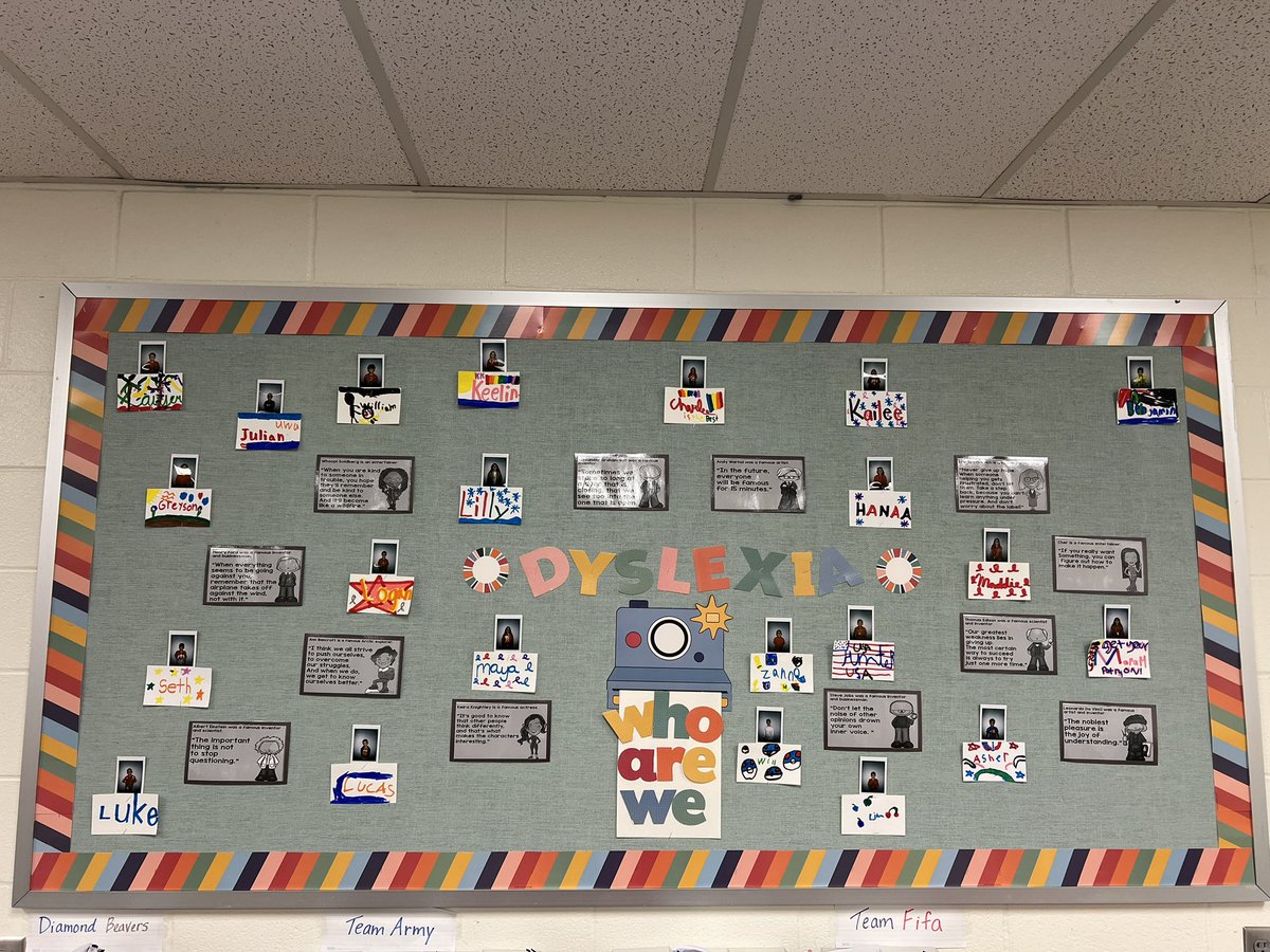 Dyslexia…who are we? We took mini instant photos &amp; added our names on the wall with some famous dyslexics. Who knows ~ maybe we’ll be famous someday! #hayeshawks #katyisddyslexia