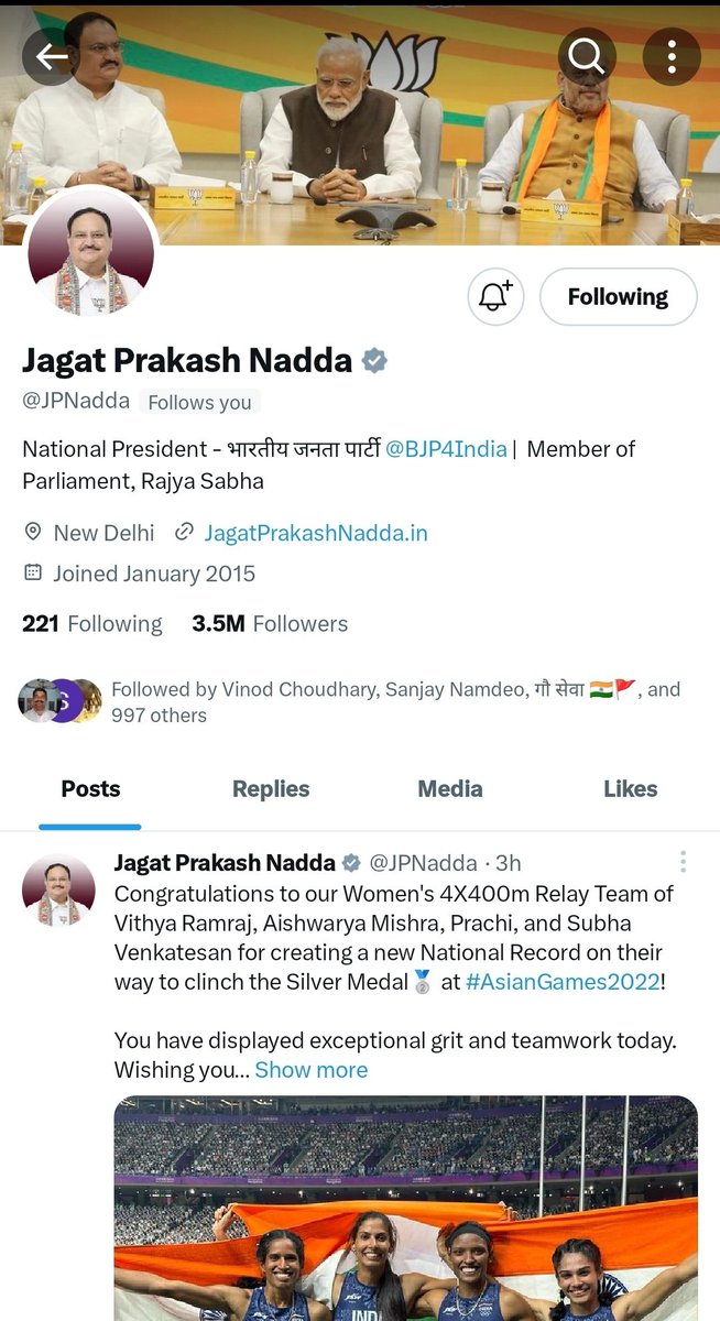 PrinksTiwari_'s tweet photo. Followed by these legends @narendramodi, @nitin_gadkari, @JPNadda, and @sambitswaraj. https://t.co/Dyz1t5WloS