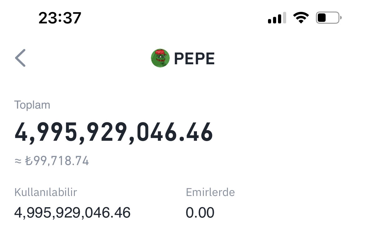 #PEPE 100.000 TL yeni alım yaptım 💵 Diğer alımlarımı da paylaşmıştım. Toplamda 1 MİLYON TL değerinde elimde $PEPE var. 10.000.000 TL değere ulaşınca satacağım. Risk almayı severim. Hype sırası meme tokenlere gelince erken emekli olacağım. #PEPE #BİTCOİN