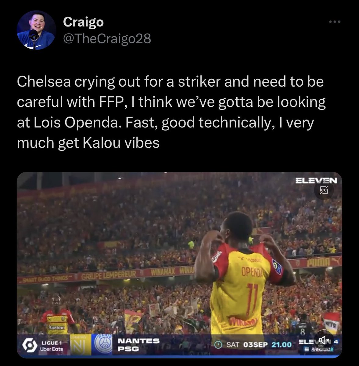 I’ve got receipts. Openda 100% ends up in the Premier League for £60m+ fee. He’s a baller with a great goal scoring record, could have been a steal for one of the big six but instead he’ll have to fight the constant pressure of a heavy price tag which is no fault of his own