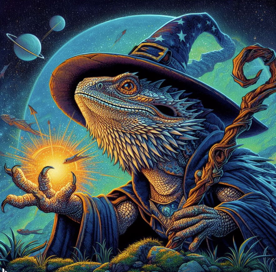 It actually does a surprisingly good job when you're not just trying to shitpost. Here's a bearded dragon lizard wizard