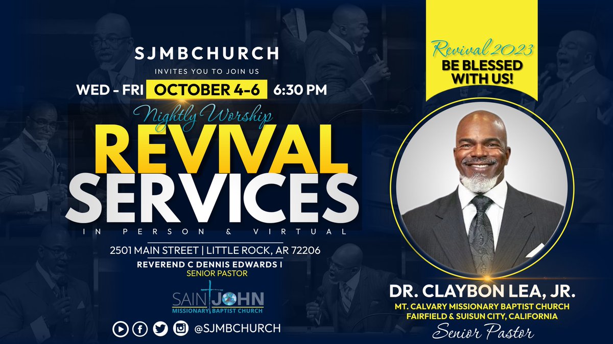 SJMBChurch's tweet photo. REVIVAL starts TONIGHT‼️Join us Wednesday - Friday @ 6:30p in person or virtually. Please share &amp; invite others! *Wed prayer study session WILL NOT meet this week!*
#sjmbchurch #connect #grow #serve https://t.co/coohTcOHO3