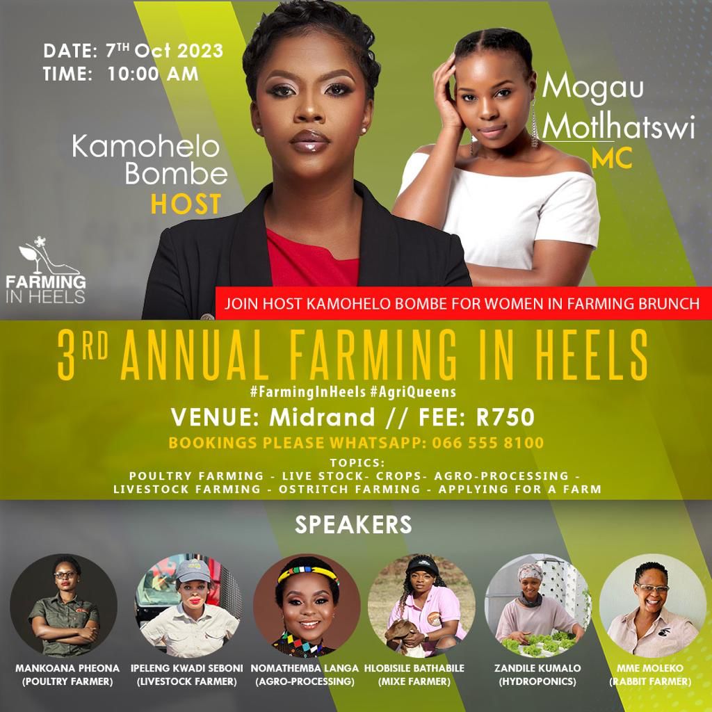 Zandi_Kumalo's tweet photo. 👠🌾 3rd Annual Farming in Heels: Celebrating Women in Agriculture! 🍾🌱 

Join us for a day of empowerment, guidance and inspiration. Together as women, we'll continue to break barriers and grow the future of farming. 🌾🥂 

#FarmingInHeels #GUF #GreenUrbanFarms #HyHarvest https://t.co/dKlvS1p1dm