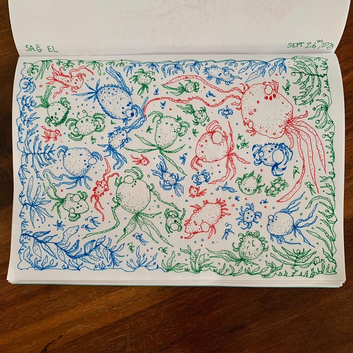 MutantPower's tweet photo. My recent work during a looooong bedrest. #discextrusion 
Nitrogen narcosis 

#drawing https://t.co/ocTZiEDXrd